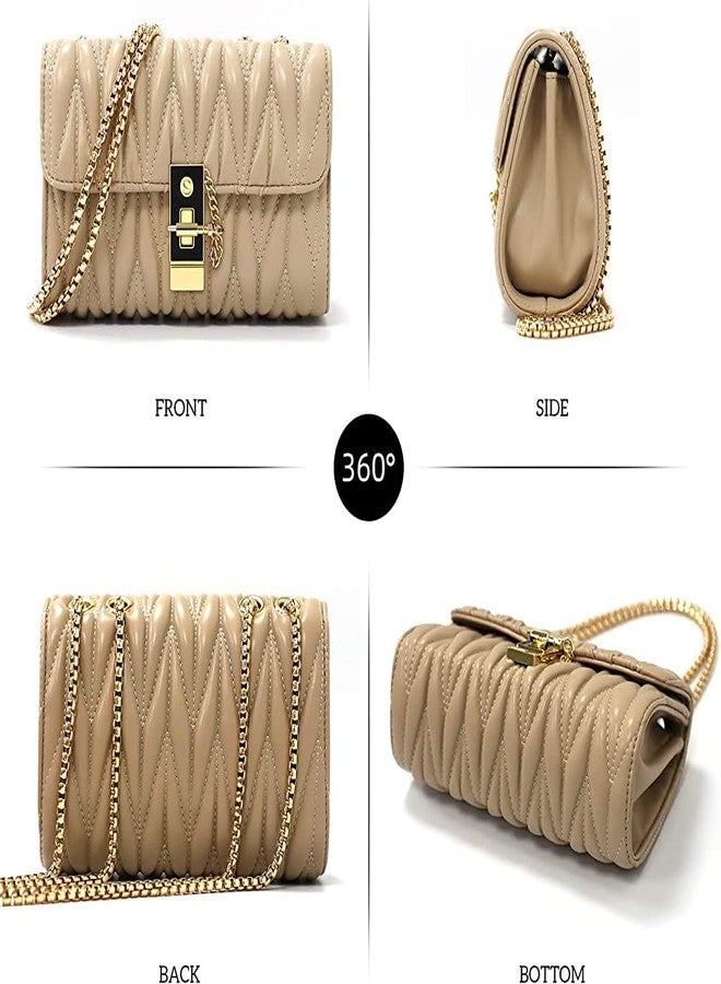 LIKE STYLE PU Women's Sling Bag With Quilted Detail (BEIGE) - Image 2